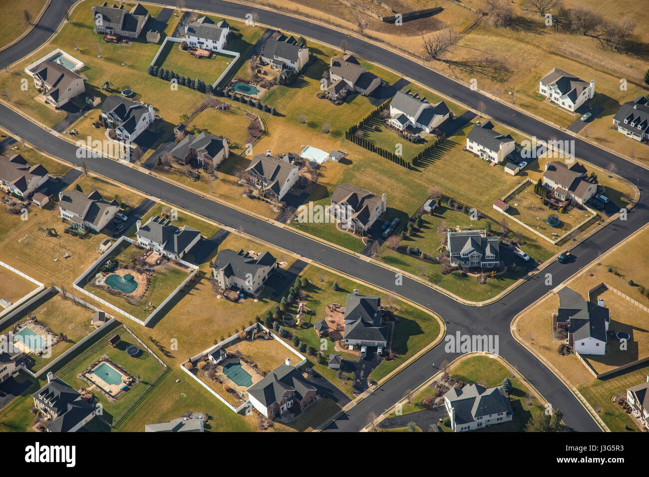 Luftaufnahme der Vorort, New Jersey, USA Stockfoto