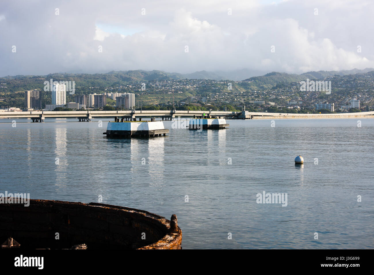 Pearl Harbor, Hawaii, battleship row Bereich Stockfoto