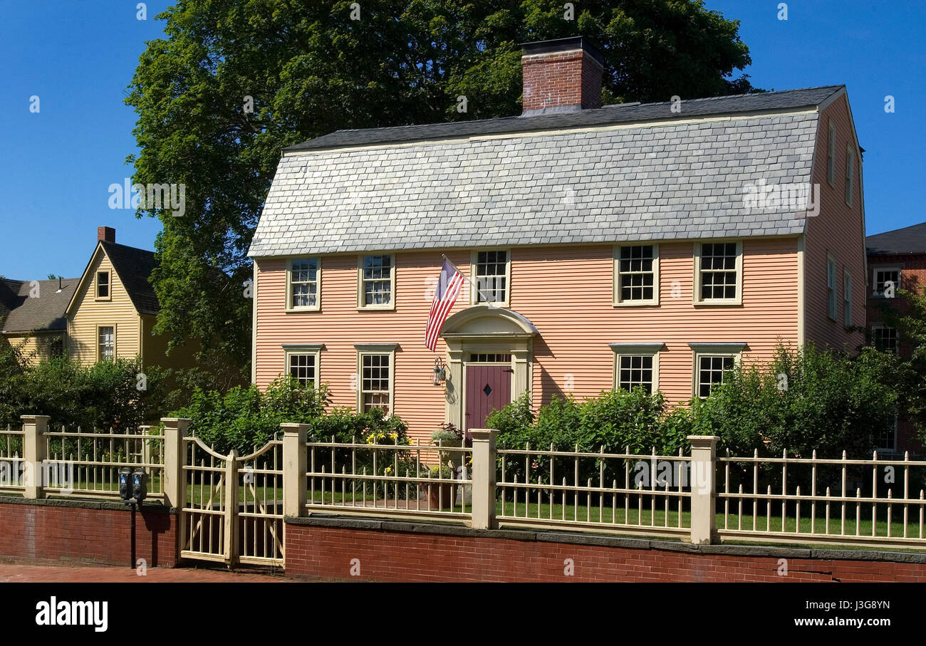 DAS ORACLE-Haus - PORTSMOUTH, NH, USA das Oracle-Haus ist eines der ältesten Häuser in Neu-England. Es wurde von der ehrenwerte Richard Wibird gebaut. Stockfoto