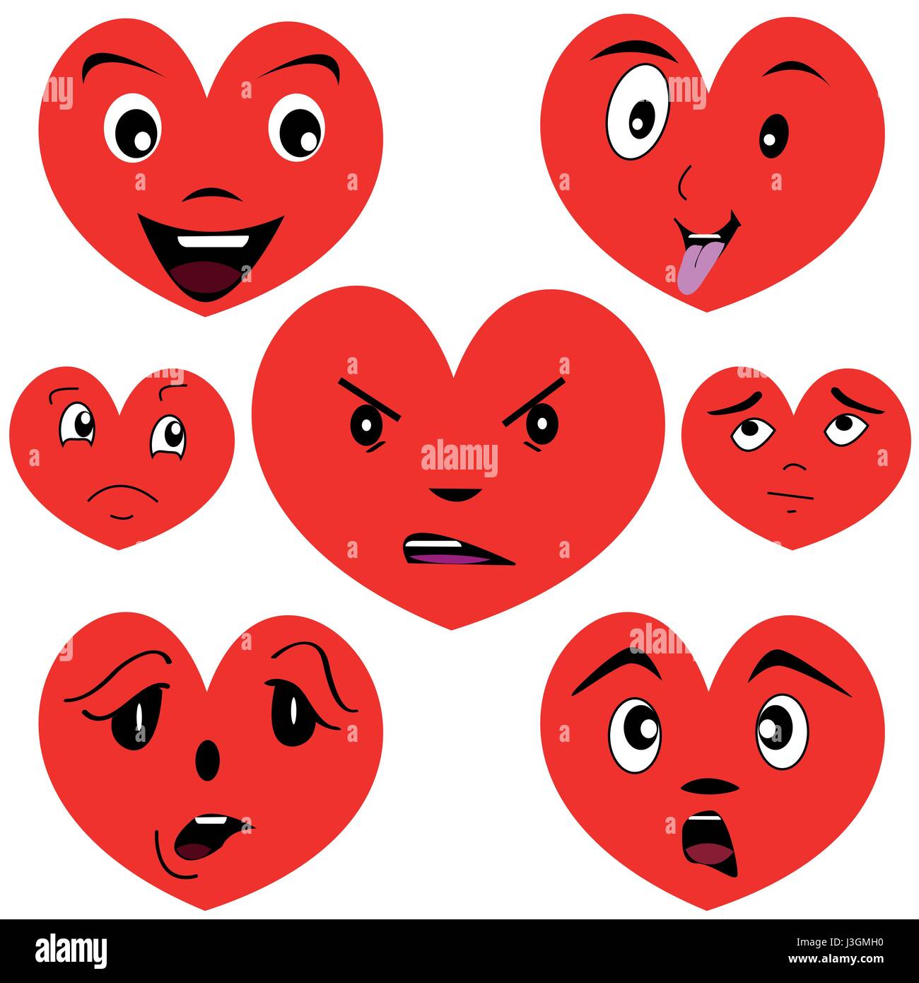 Cartoon Herzen mit Gesichtern Stock Vektor