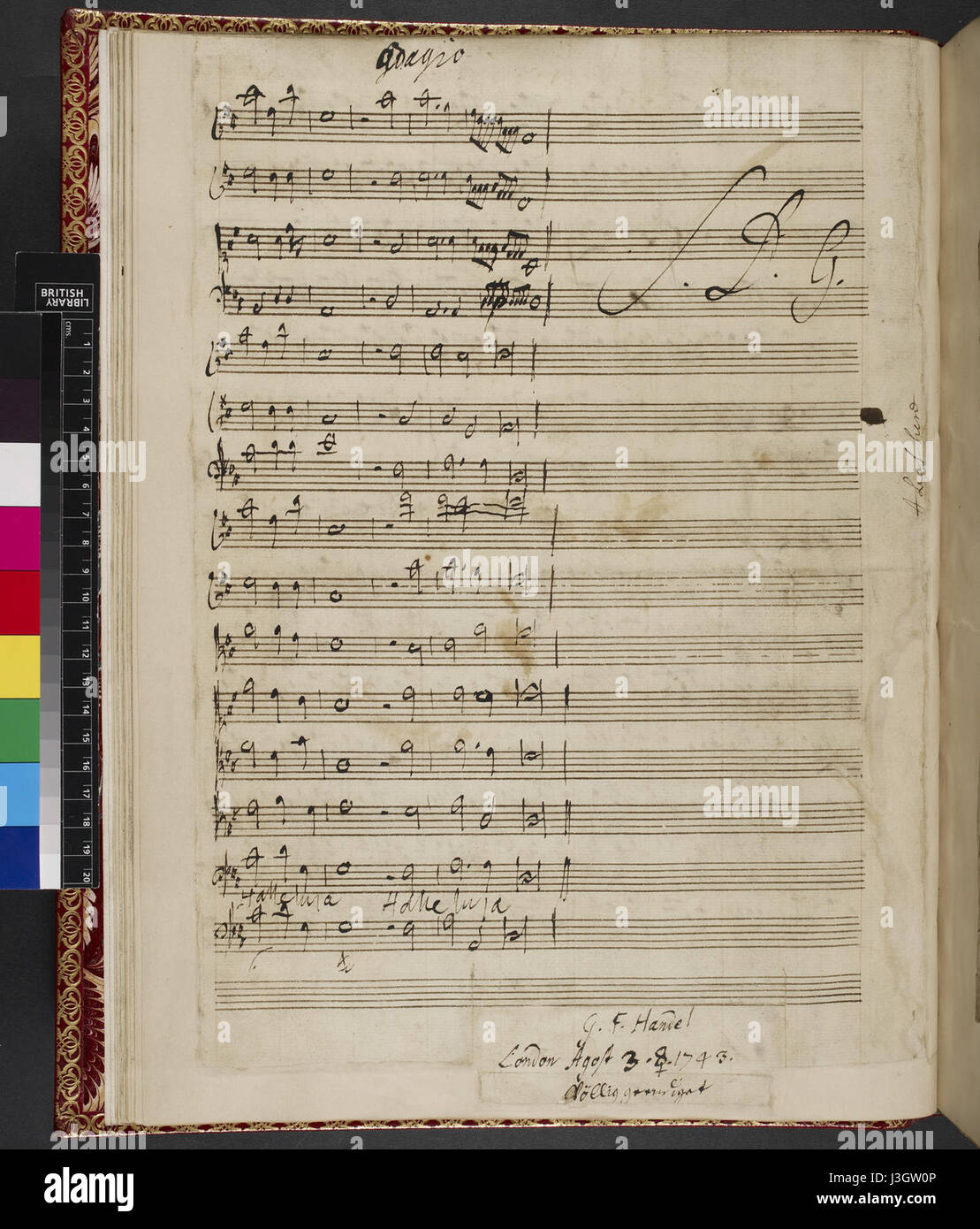 Händel der König soll sich freuen. (BL hinzufügen MS 30308 f. 16v) Stockfoto