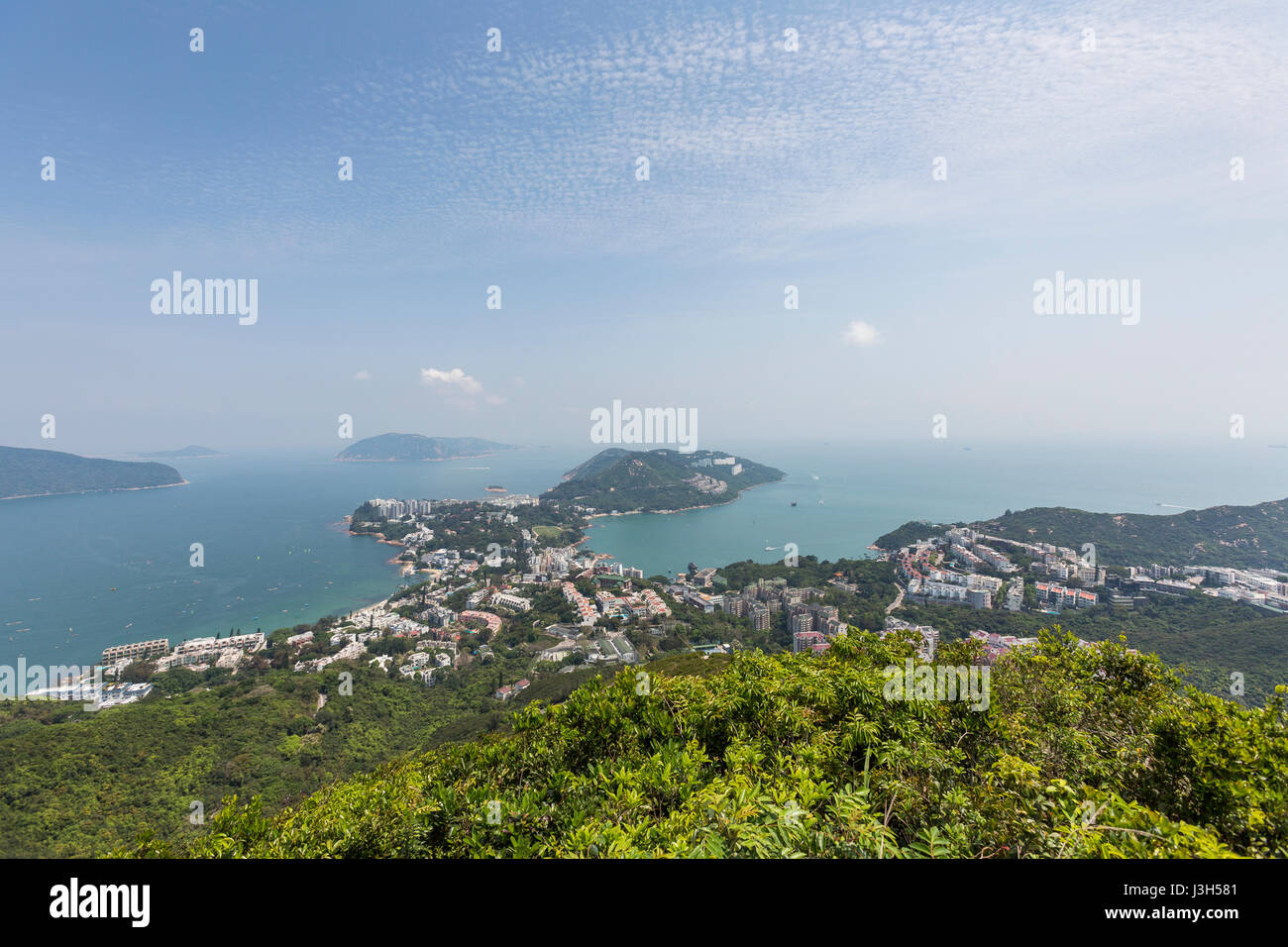 Wandern von Sai Wan Ho, Stanley über Mount Parker, Tai Tam Reservoir und den Zwillingen. Stockfoto