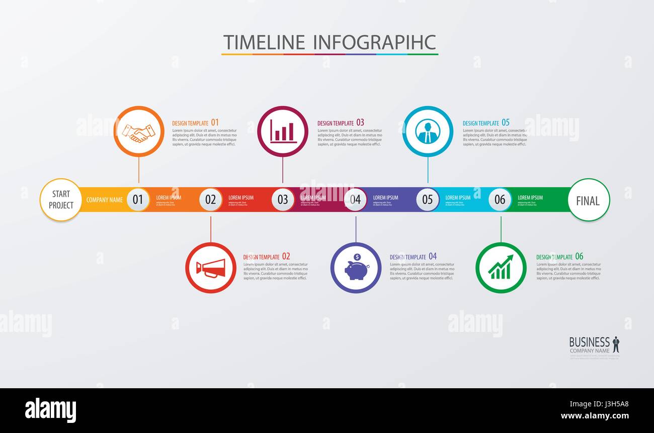 Infografik-Timeline-Vorlage-Business-Konzept. Vektor ist einsetzbar für Workflow-Layout, Grafik, Nummer Schritt Optionen, Webdesign, Jahresbericht Stock Vektor