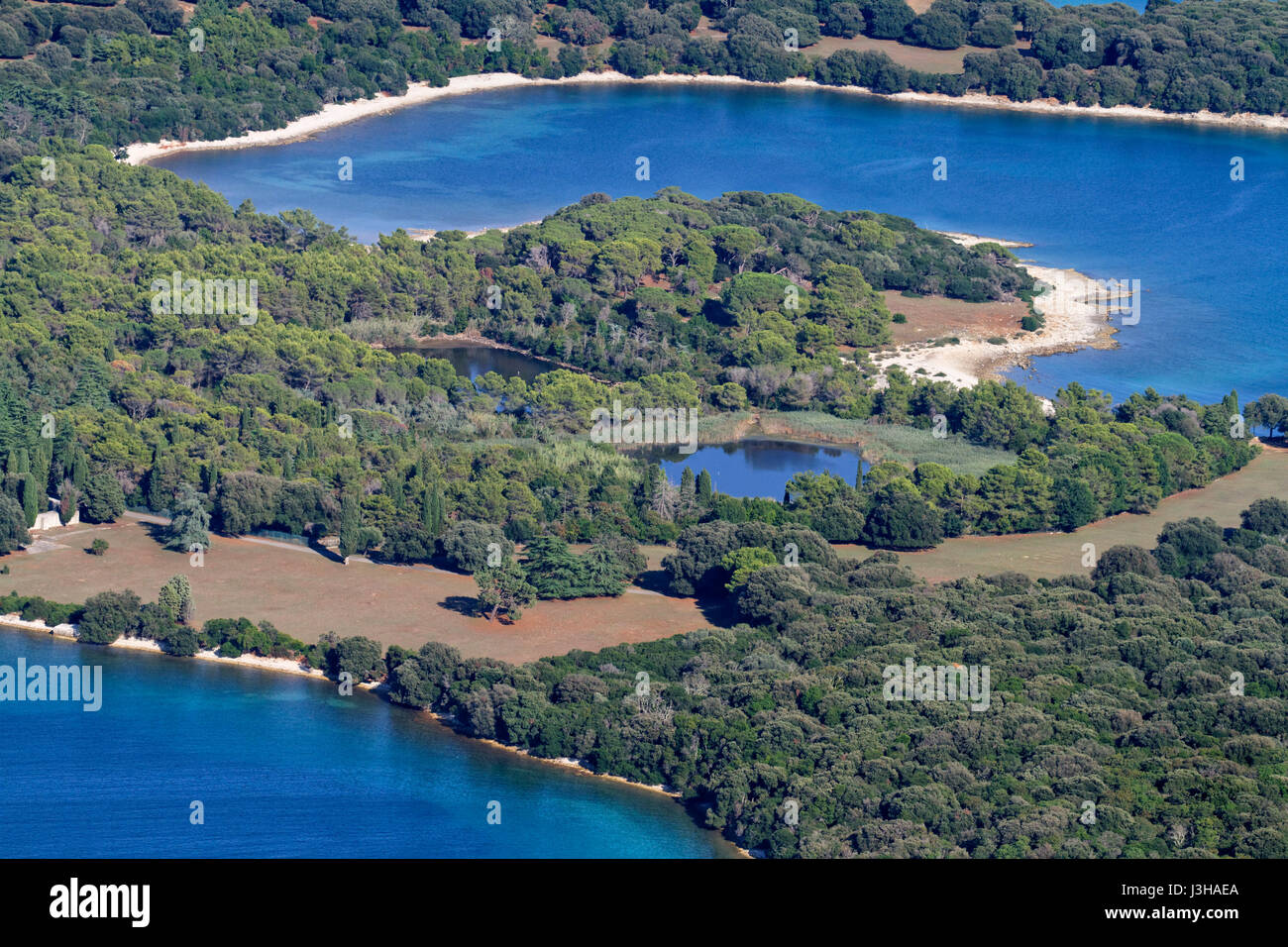 Luftaufnahme des Nationalparks Brijuni, Kroatien Stockfoto