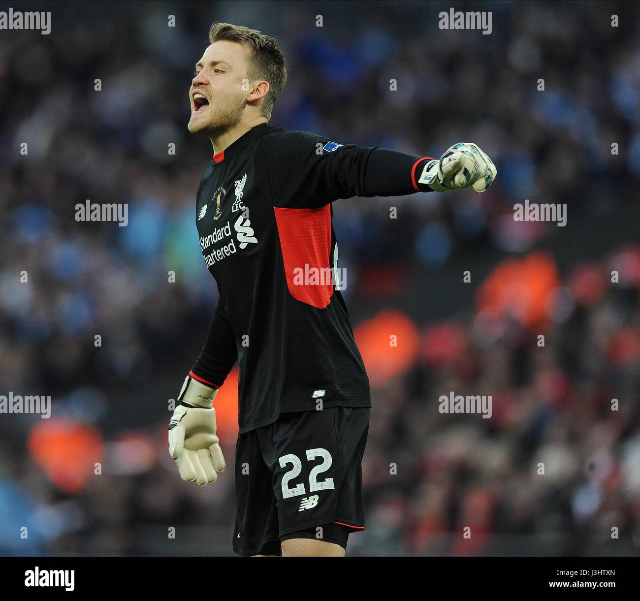 SIMON MIGNOLET LIVERPOOL Torhüter WEMBLEY Stadion LONDON ENGLAND 28. Februar 2016 Stockfoto