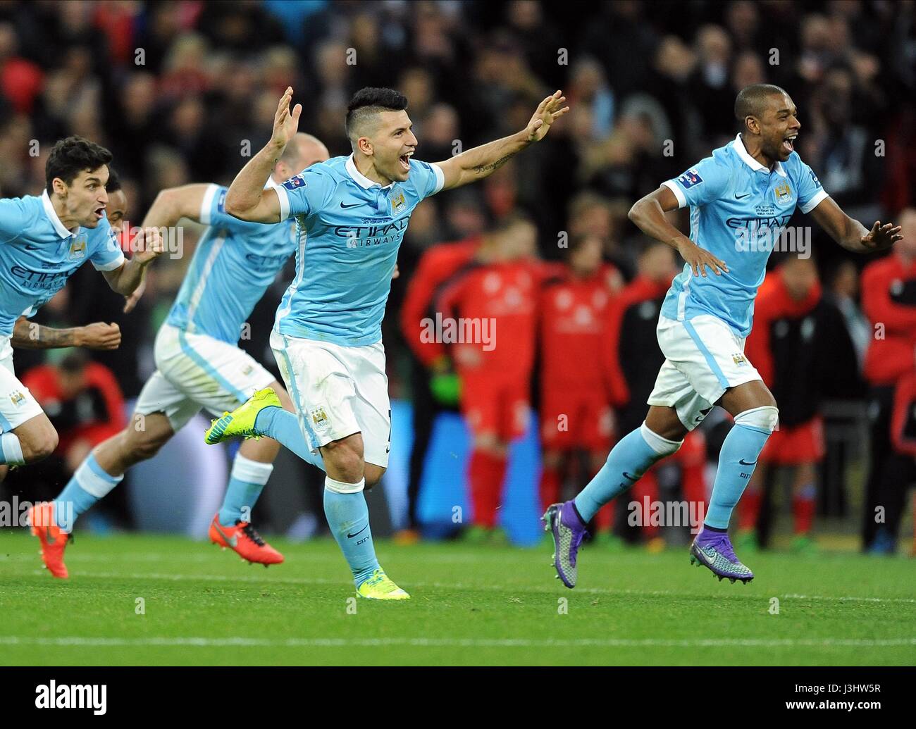 SERGIO AGÜERO von MANCHESTER CI LIVERPOOL V MANCHESTER CITY FC WEMBLEY Stadion LONDON ENGLAND 28. Februar 2016 Stockfoto