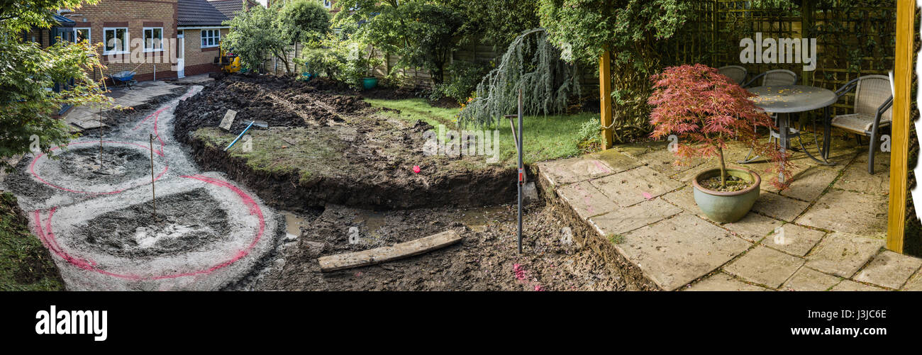 neue Garten-Design und Konstruktion von einem zugelassenen Marshalls Auftragnehmer Stockfoto