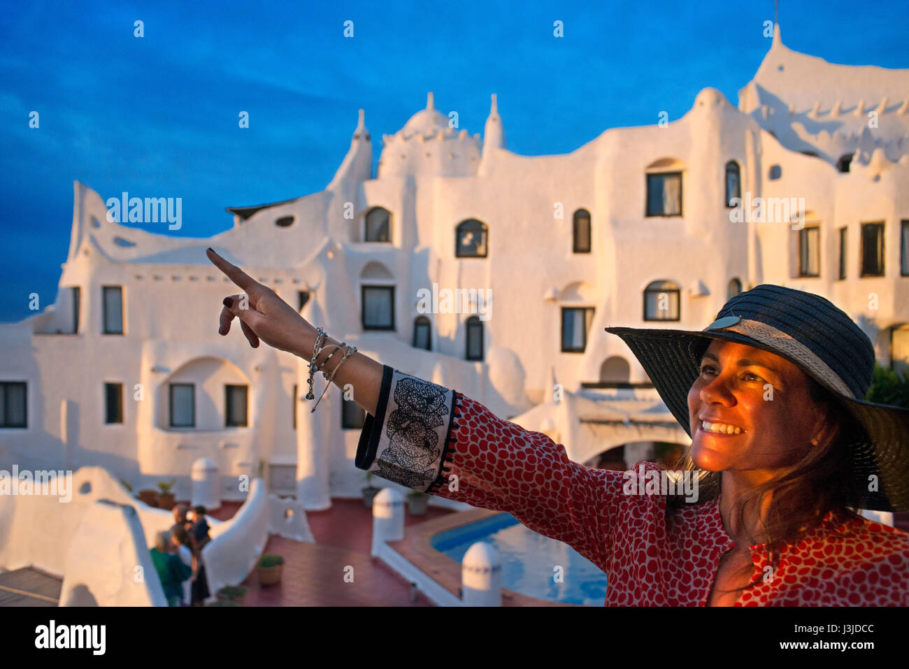 Casapueblo Museum. Heim und Werkbetrieb des lokalen Künstlers Carlos Paez Vilaró Punta Ballena, Punta del Este, Uruguay Stockfoto