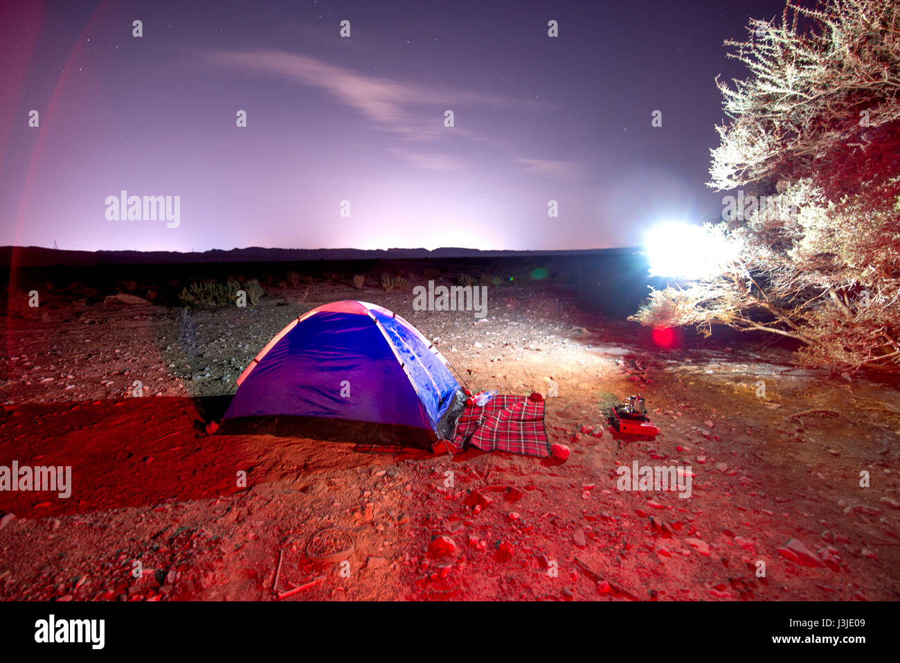 Liwa-Oase, Abu Dhabi, Vereinigte Arabische Emirate -i; Camping in der Wüste Stockfoto