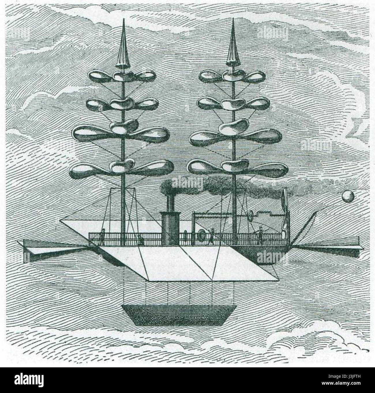 Der Hubschrauber von de La Landelle bezieht sich auf einen frühen experimentellen Hubschrauberentwurf des französischen Ingenieurs de La Landelle. Sie stellt einen wichtigen Schritt in der Entwicklung der Luftfahrttechnologie während des späten 19. Jahrhunderts dar. Stockfoto