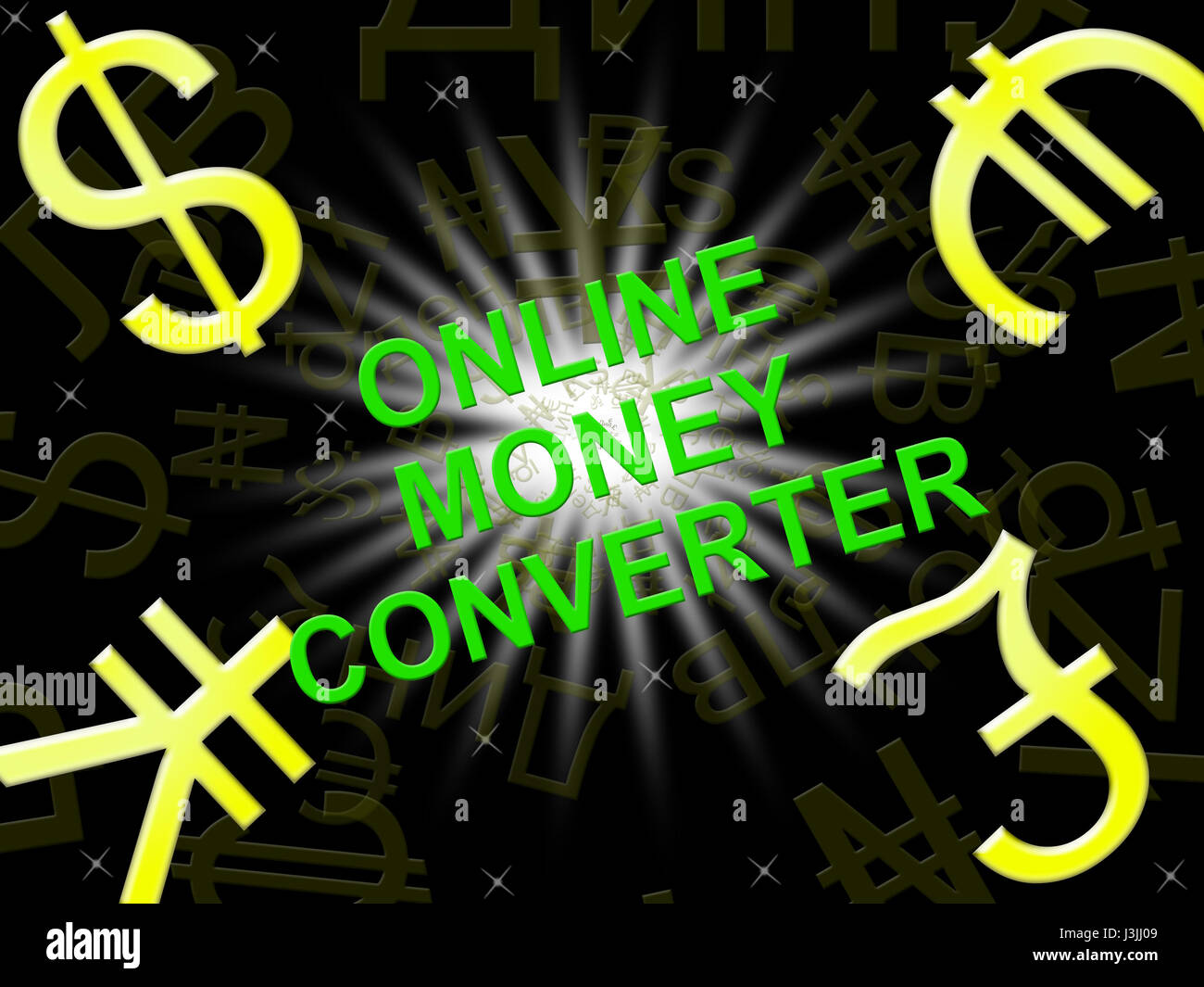 Geld Online Converter Symbole bedeutet Umwandlung Cash 3d Illustration Stockfoto