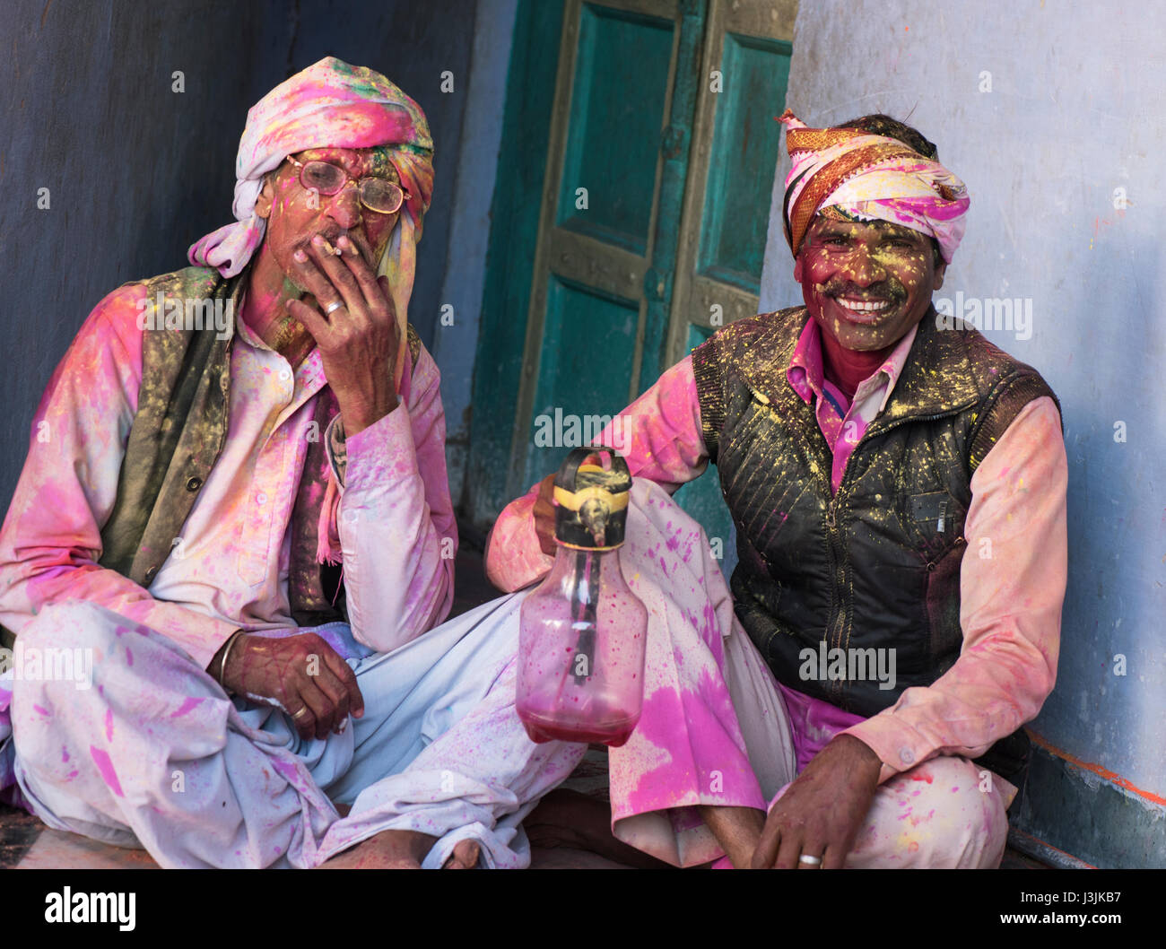 Holi Festiival in Brij, Barasnana, Utttar Pradesh, Indien, Asien Stockfoto