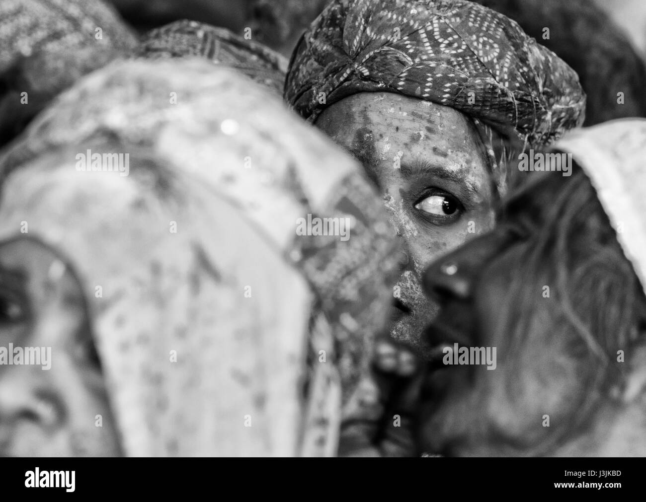 Holi Festiival in Brij, Barasnana, Utttar Pradesh, Indien, Asien Stockfoto