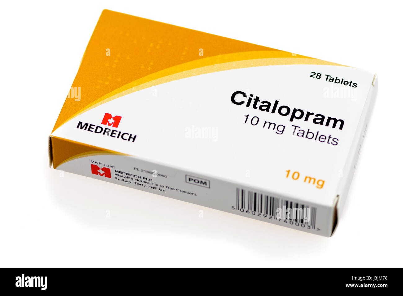 Schachtel mit Citalopram SSRI Antidepressiva Tabletten Stockfoto