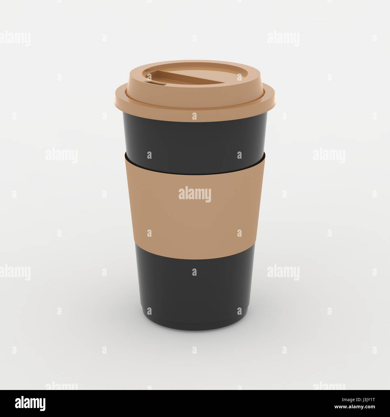 Schwarze und braune Kaffeetasse mock-up auf weißem Hintergrund mit weichen Schatten und Lichter. 3D dargestellt Stockfoto