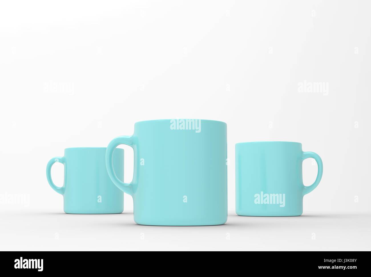 Mock-up auf weichen weißen Hintergrund blau Becher weichen. 3D dargestellt Stockfoto Mock-up auf weichen weißen Hintergrund blau Becher weichen. 3D dargestellt Stockfoto