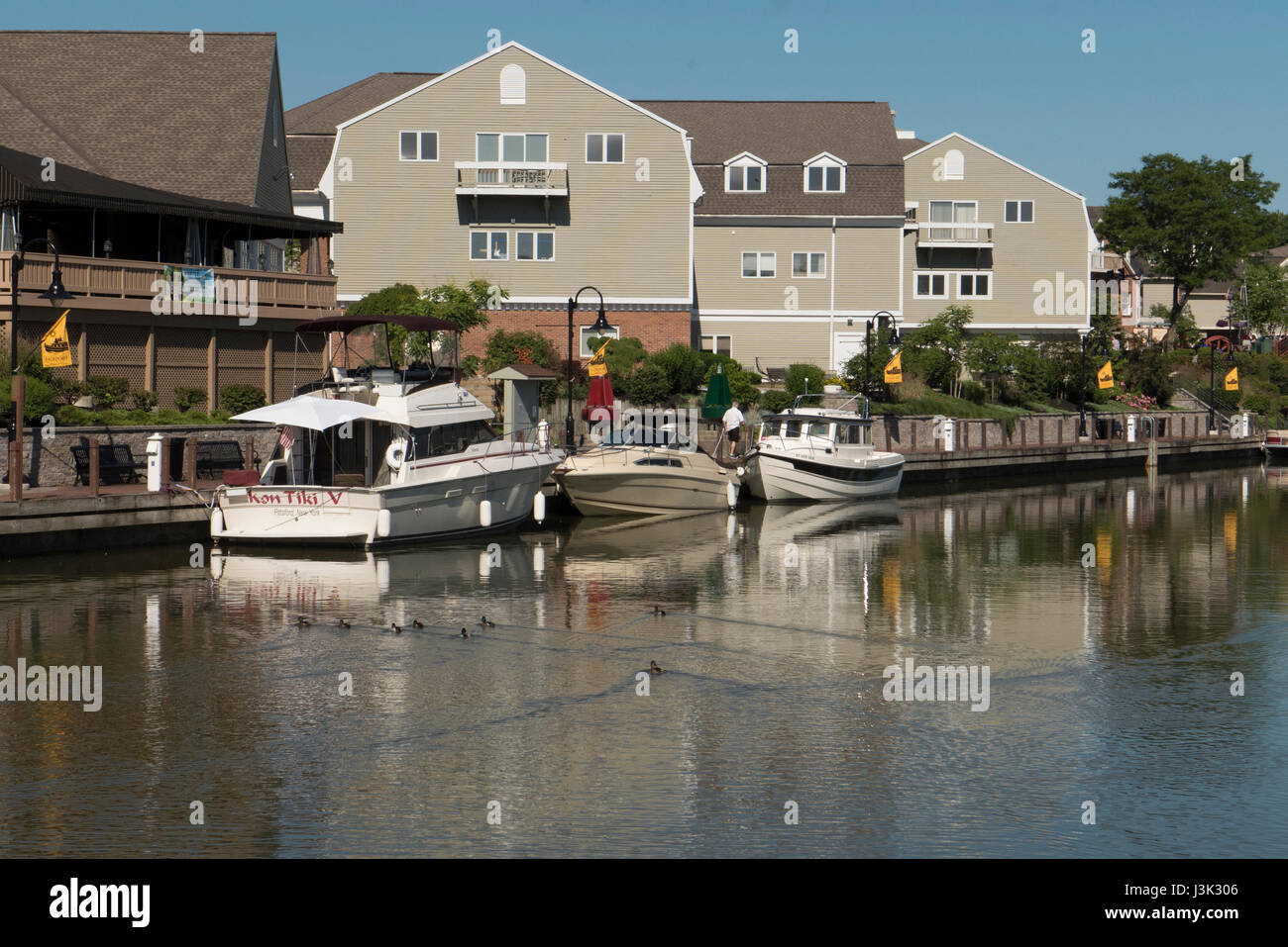 Erie Canal Szene in Fairport NY Stockfoto