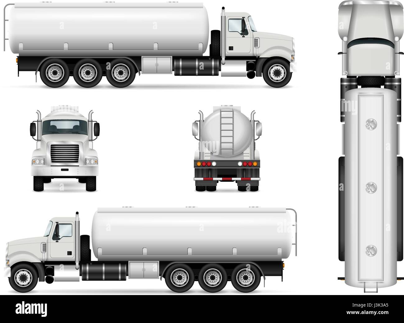 Tanker Truck Vektor Vorlage für Auto, branding und Werbung. Isolierte Tanker Auto auf weiß gesetzt. Alle Schichten und Gruppen gut organisiert für die einfache Bearbeitung Stock Vektor