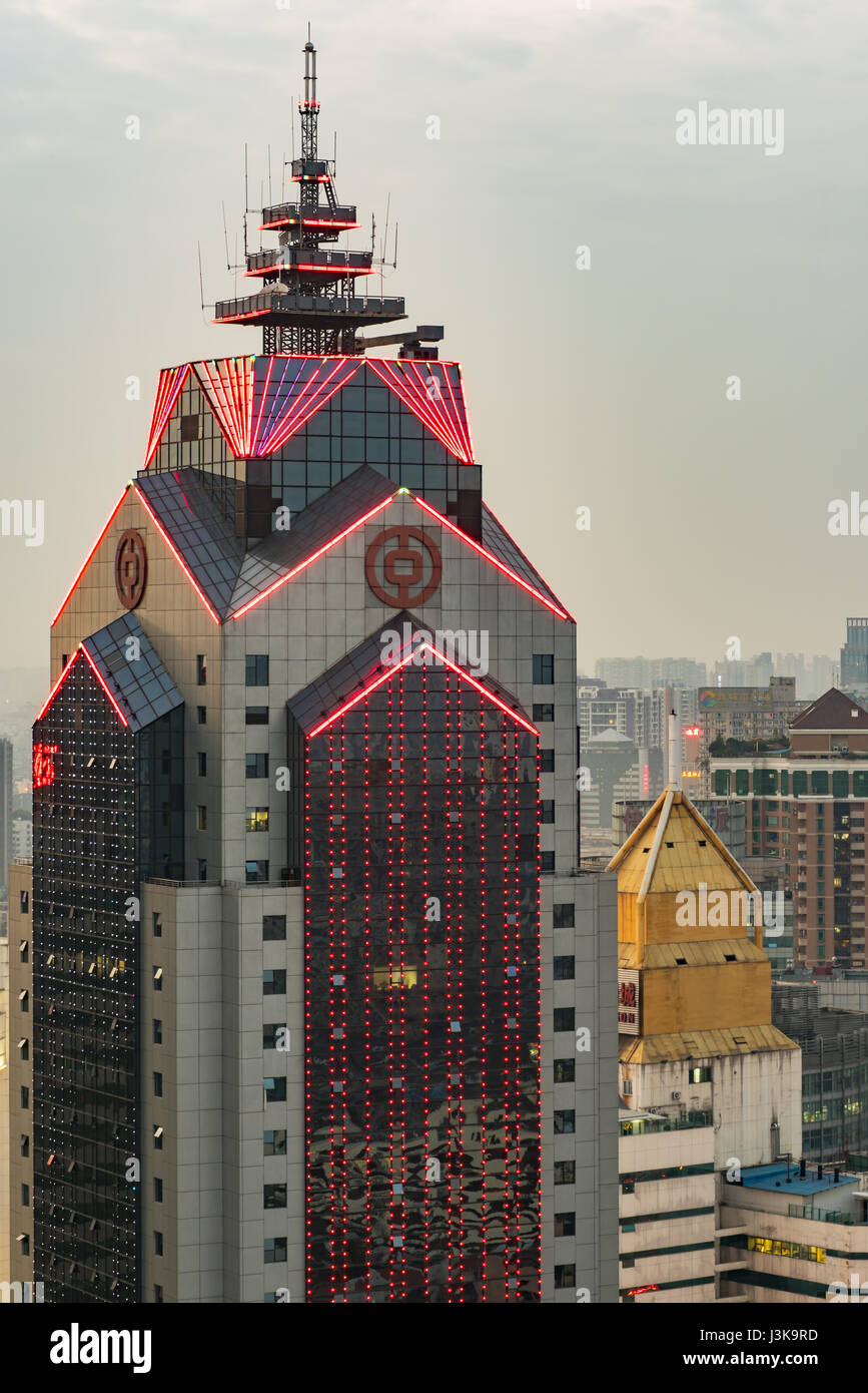 Chengdu, Provinz Sichuan, China - 26. November 2016: Bank of China Gebäude Luftbild Stockfoto