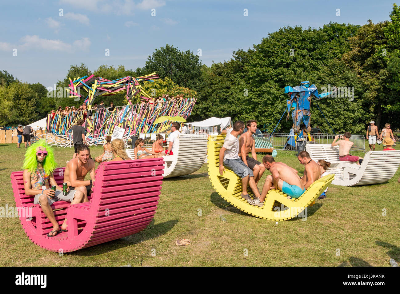 BesucherInnen auf dem Sziget Festival in Budapest, Ungarn Stockfoto