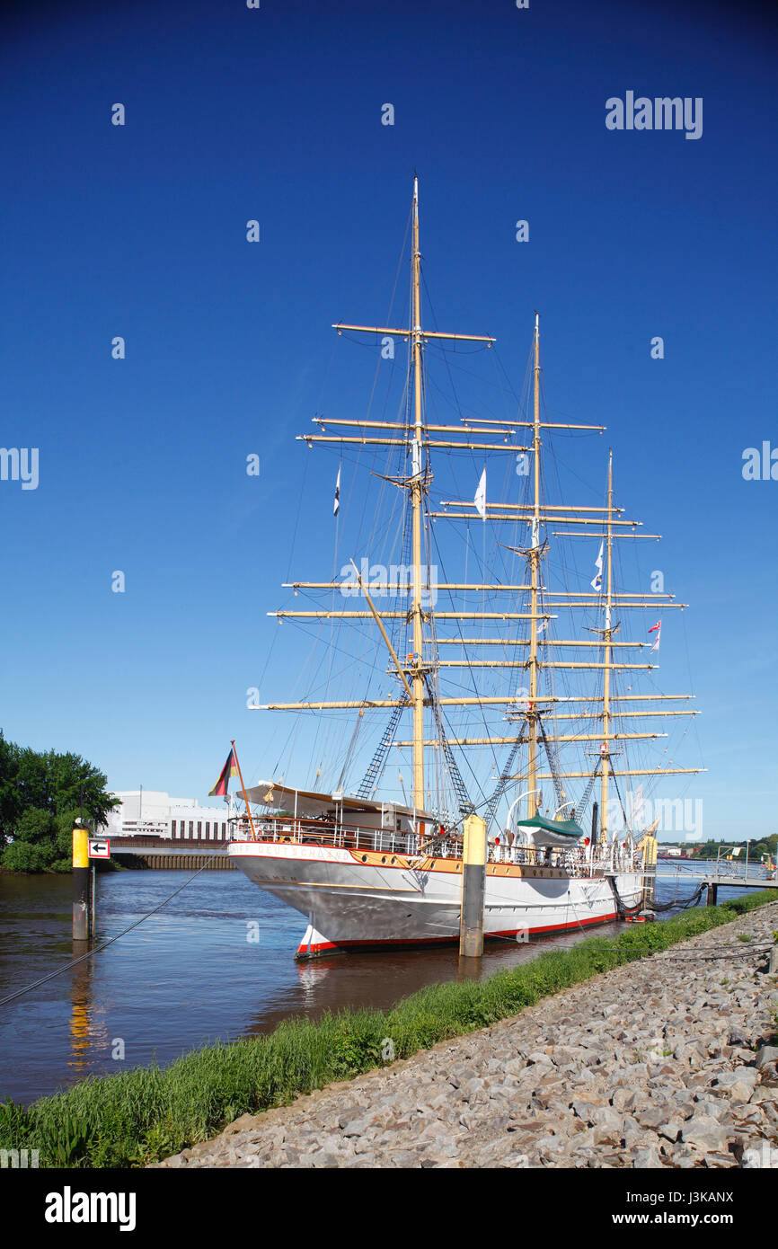 Segeln Schiff Deutschland, Vegesack, Bremen, Deutschland, Europa ich Segelschulschiff Deutschland bin Fluss Lesum, Bremen-Vegesack, Bremen, Deutschland, Euro Stockfoto