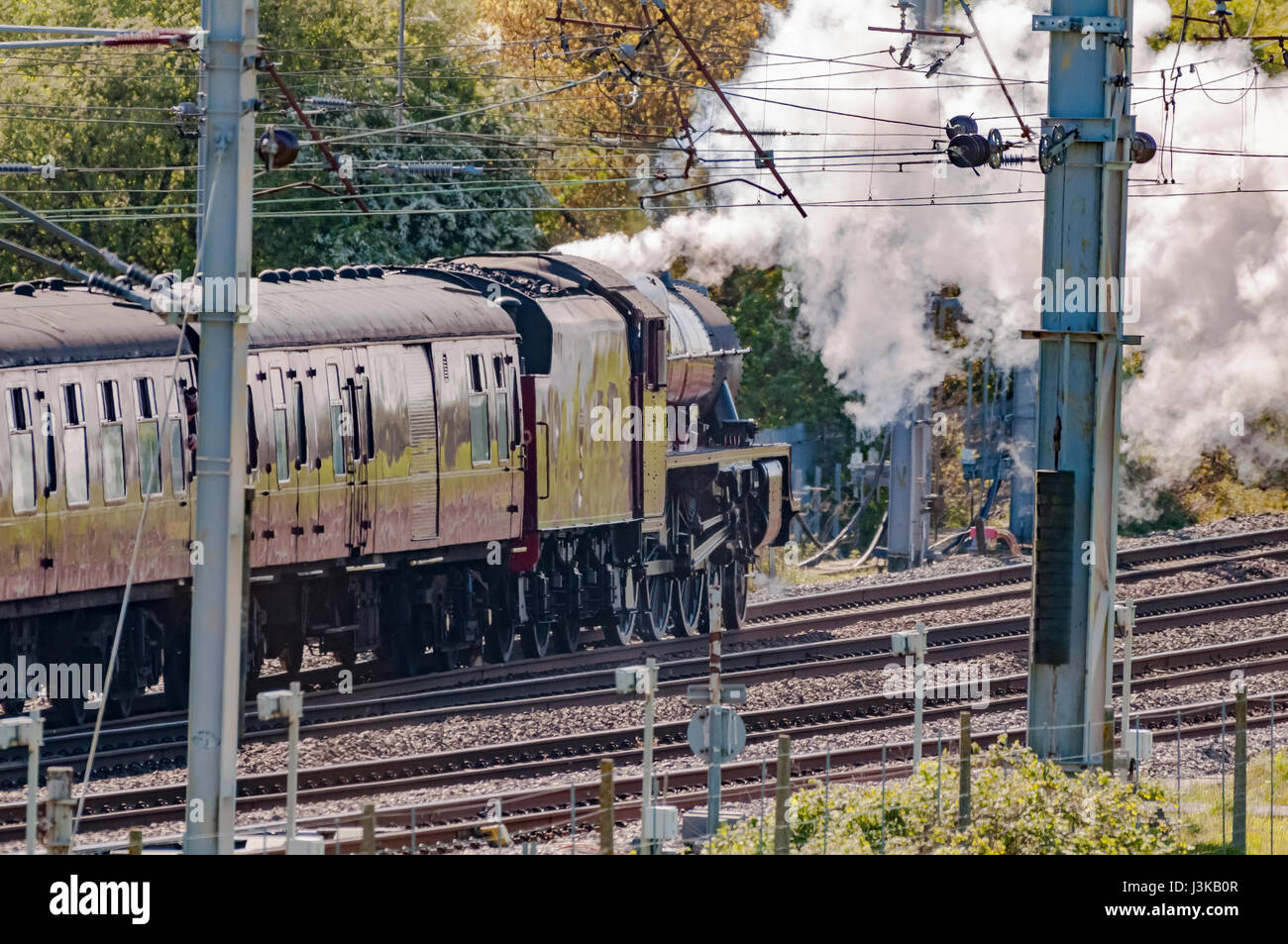 Warrington.United Kingdom.05 Mai 2017. LMS Jubilee Klasse 6 P 4-6-0 keine 45699 Galatea schleppen Großbritannien X Dampf Railtour von Grange über Sands t Stockfoto