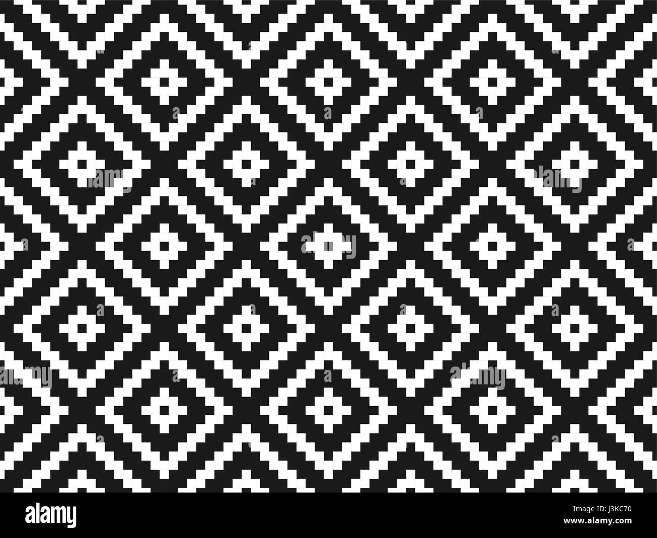 Nahtlose moderne stilvolle Textur und Muster. Weiße geometrischen Fliesen mit gepunkteten Raute auf einem schwarzen Hintergrund zu wiederholen. Vektor-Illustration. Stock Vektor