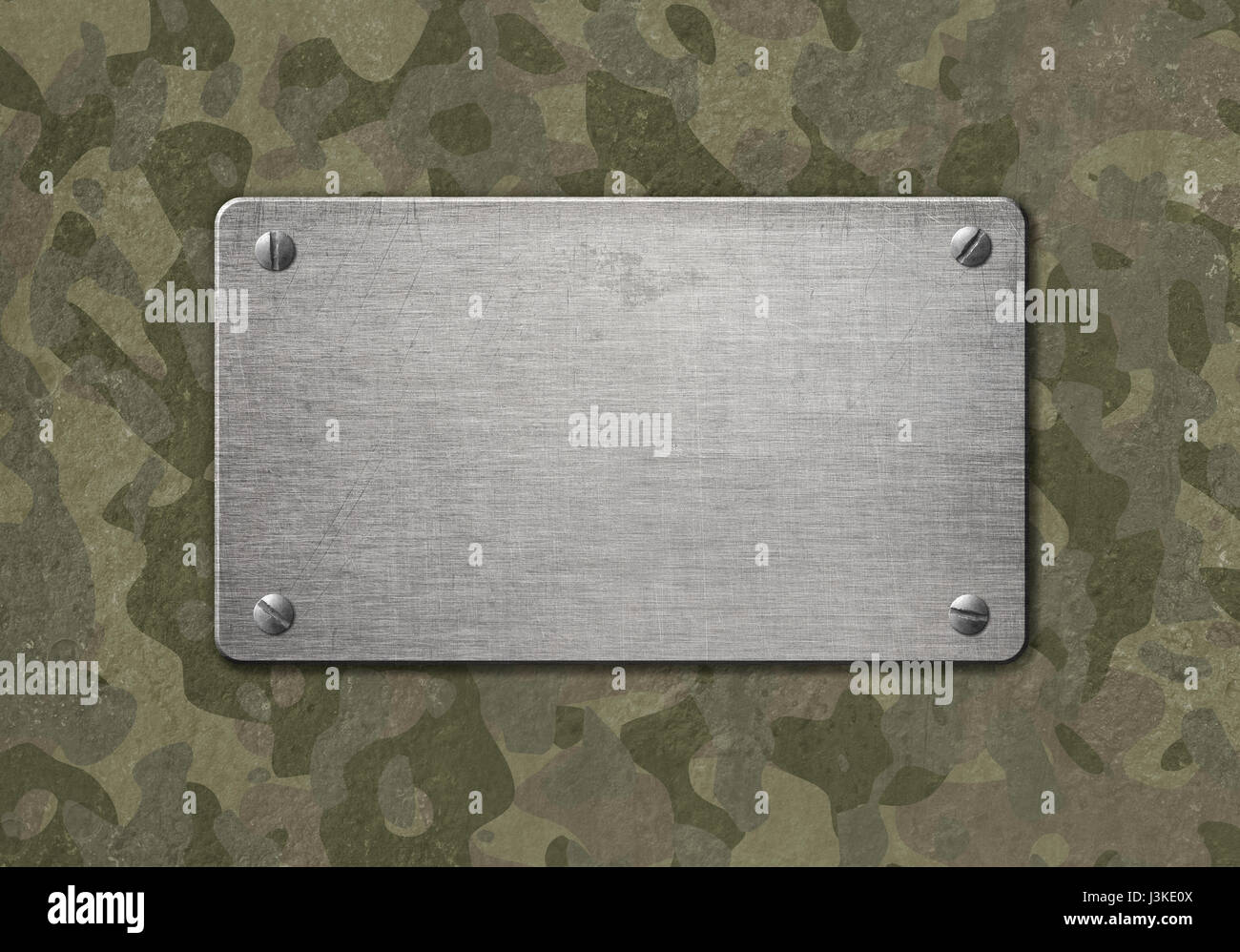 Grunge Metallplakette mit militärische Tarnung 3d illustration Stockfoto