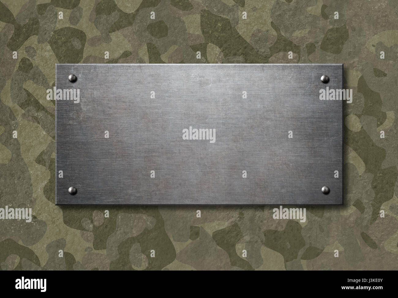 Grunge Metallplatte mit militärische Tarnung 3d illustration Stockfoto