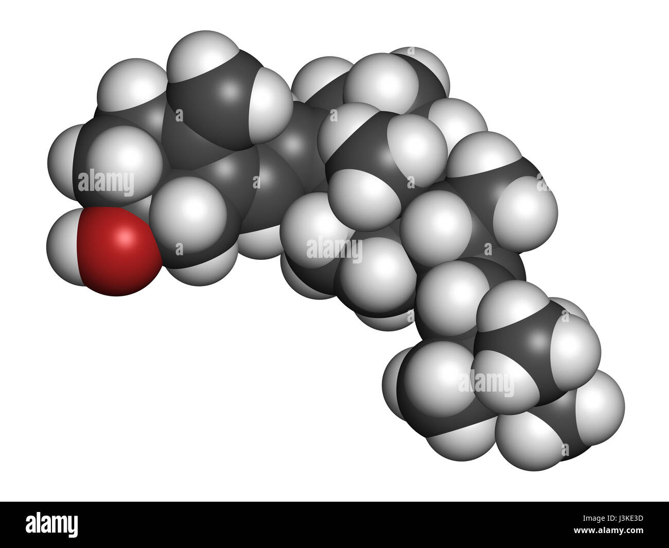 Ergocalciferol (Vitamin D2) Molekül. Atome sind als Kugeln mit konventionellen Farbcodierung vertreten: Wasserstoff (weiß), Kohlenstoff (grau), Sauerstoff (rot). Stockfoto