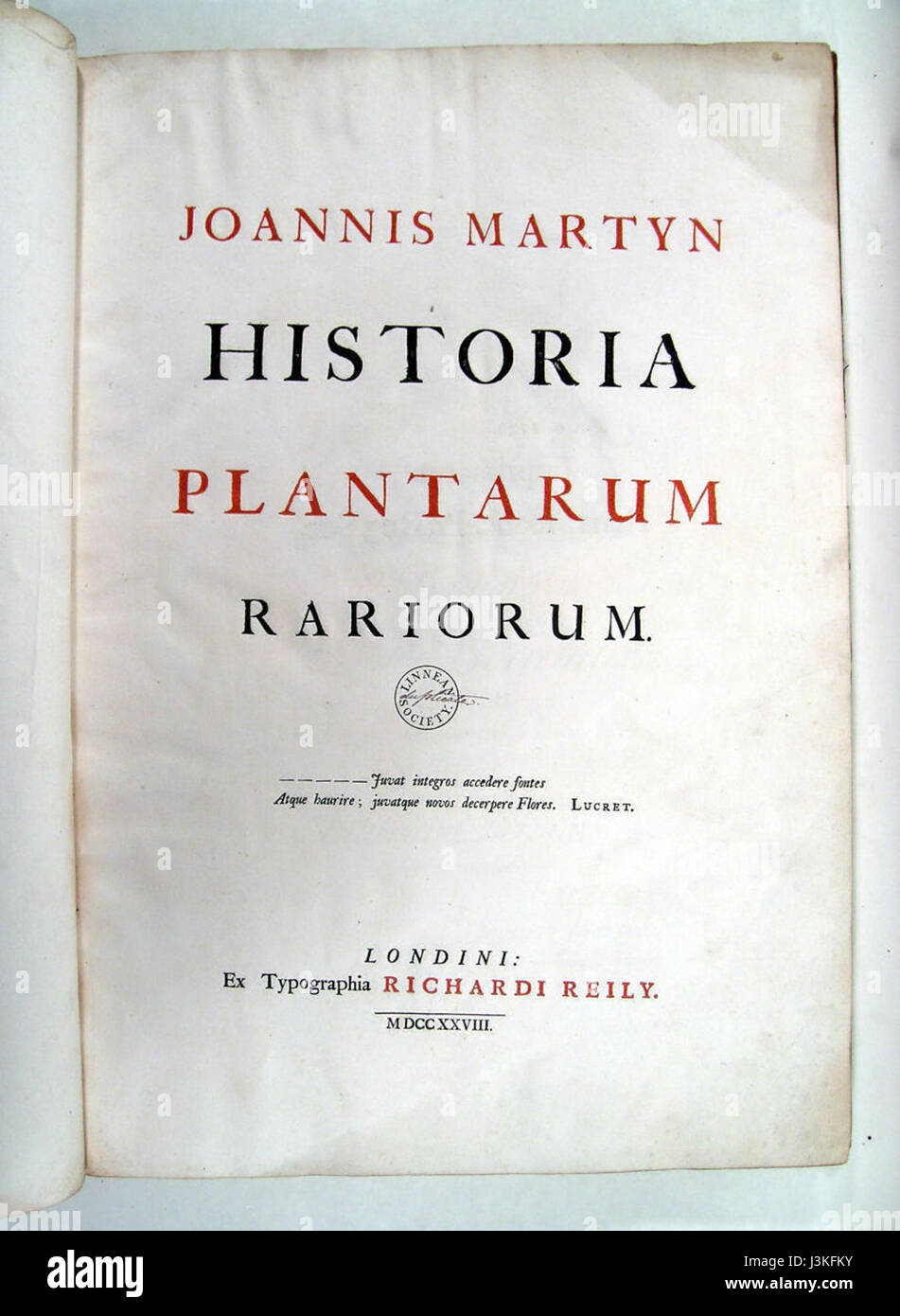 Historia Plantarum Rariorum00 Stockfoto