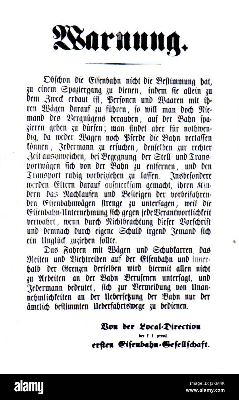 HinweiseBahnBudweis Stockfoto