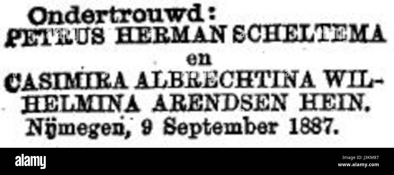 Diese Zeitungswerbung von *Het Nieuws van den Dag* vom 12. September 1887 zeigt die Medienlandschaft der Niederlande des 19. Jahrhunderts. Sie spiegelt die kommerziellen und kulturellen Praktiken der damaligen Zeit wider und bietet Einblicke in die historische Werbung. Stockfoto