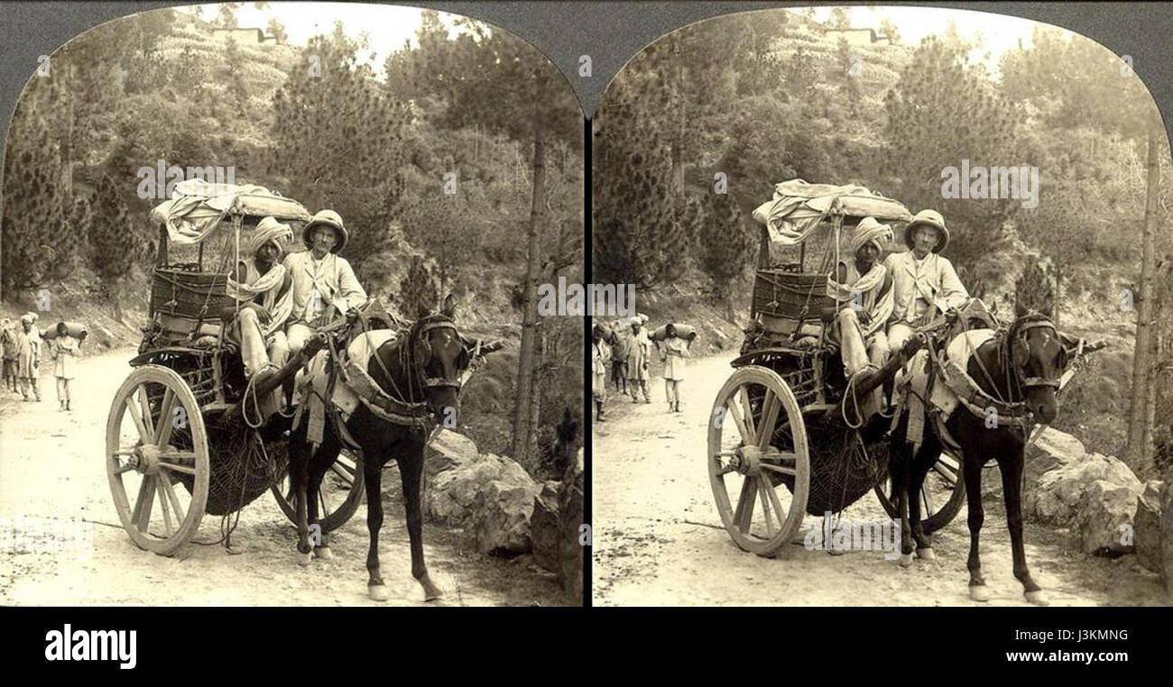 Pferd gezeichneten Wagen im alten Indien Stockfoto