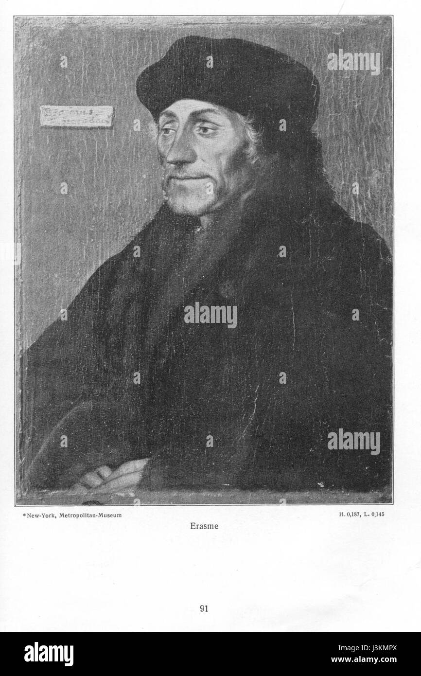 Das Kunstwerk von Hans Holbein, bekannt für sein Porträt von Erasmus von Rotterdam, fängt den berühmten humanistischen Gelehrten in einer detaillierten und eindrucksvollen Weise ein. Holbeins präzise Technik spiegelt die intellektuelle Atmosphäre der Renaissance wider. Stockfoto