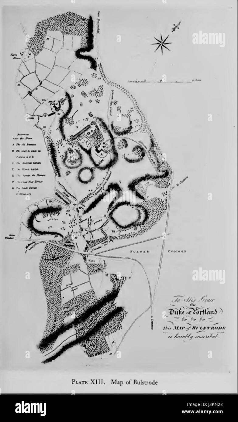 Humphry Repton war ein bekannter englischer Landschaftsdesigner. Dieser Bezug bezieht sich wahrscheinlich auf eines seiner Werke, das seinen Beitrag zur Garten- und Landschaftsgestaltung im 18. Jahrhundert zeigt und Natur mit Design-Ästhetik verbindet. Stockfoto