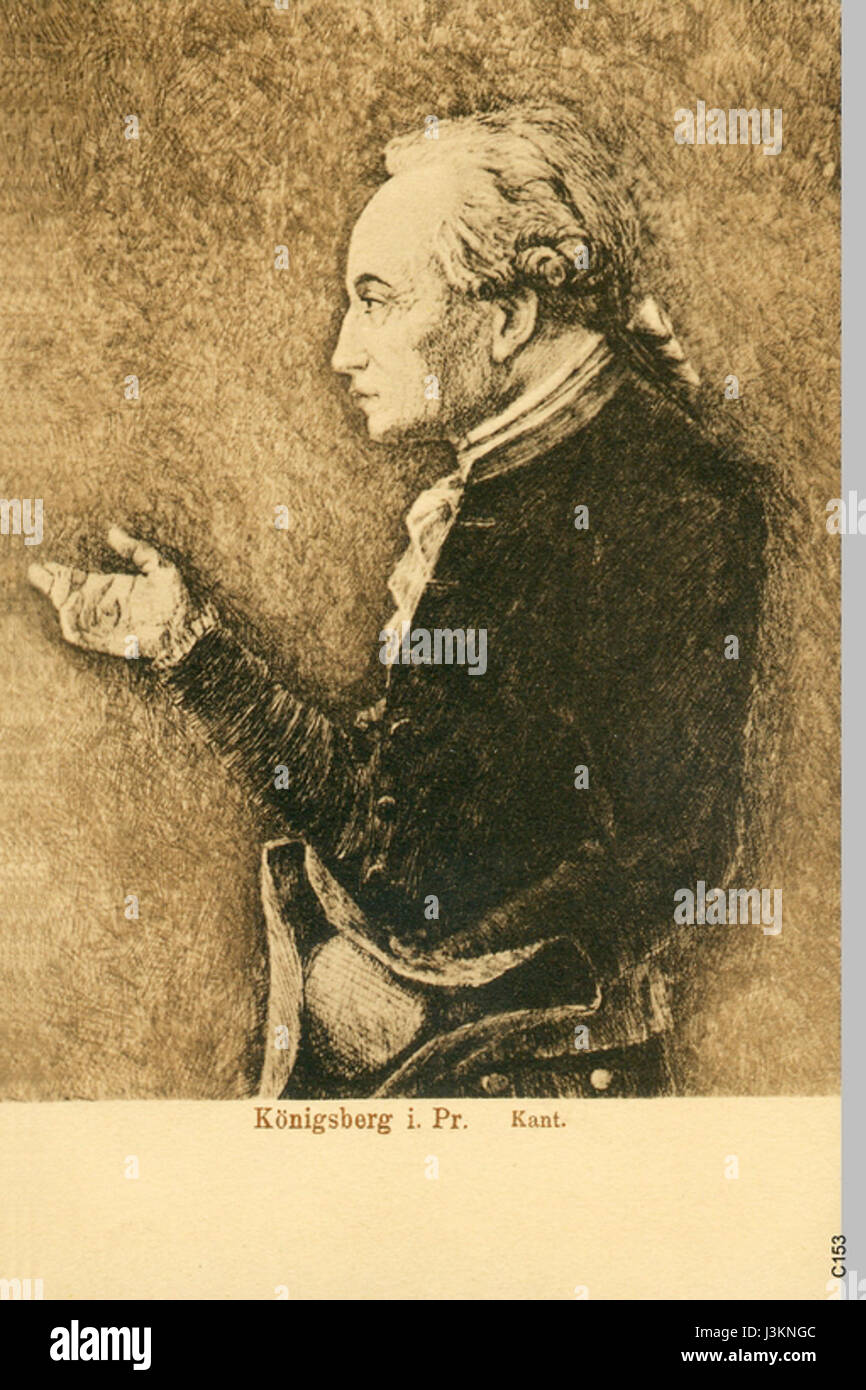 Das Bild „ID004189 C153 KbgBildnisKant“ ist ein Porträt des bekannten deutschen Philosophen Immanuel Kant. Seine Arbeit im 18. Jahrhundert legte die Grundlage für die moderne Philosophie und beeinflusste Bereiche wie die Erkenntnislehre und Ethik. Stockfoto