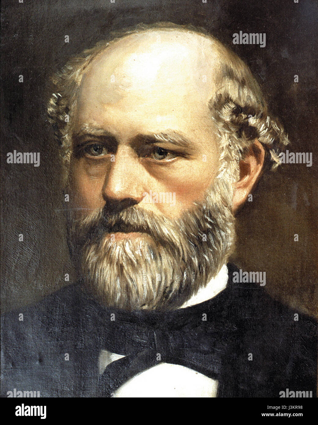 Dies ist ein Porträt von Gustav Gontermann, gemalt 1847. Gontermann könnte eine bemerkenswerte Figur der Zeit gewesen sein, wobei das Porträt den Porträtstil und die künstlerische Technik der Mitte des 19. Jahrhunderts zeigt. Stockfoto