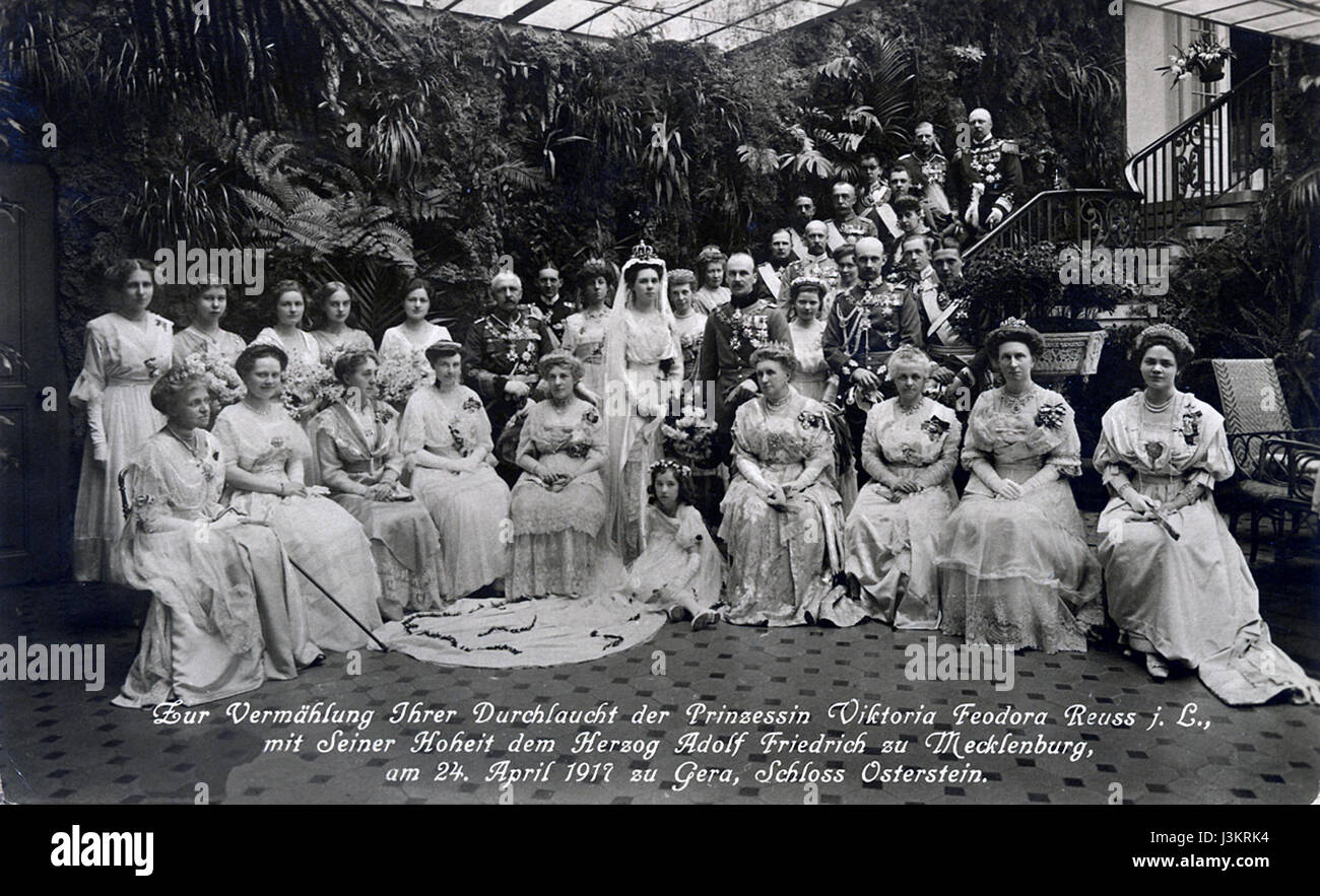 Hochzeit Prinzessin Feodora RjL Und Herzog Adolf Friedrich Zu Mecklenburg, Gera 1917 Stockfoto