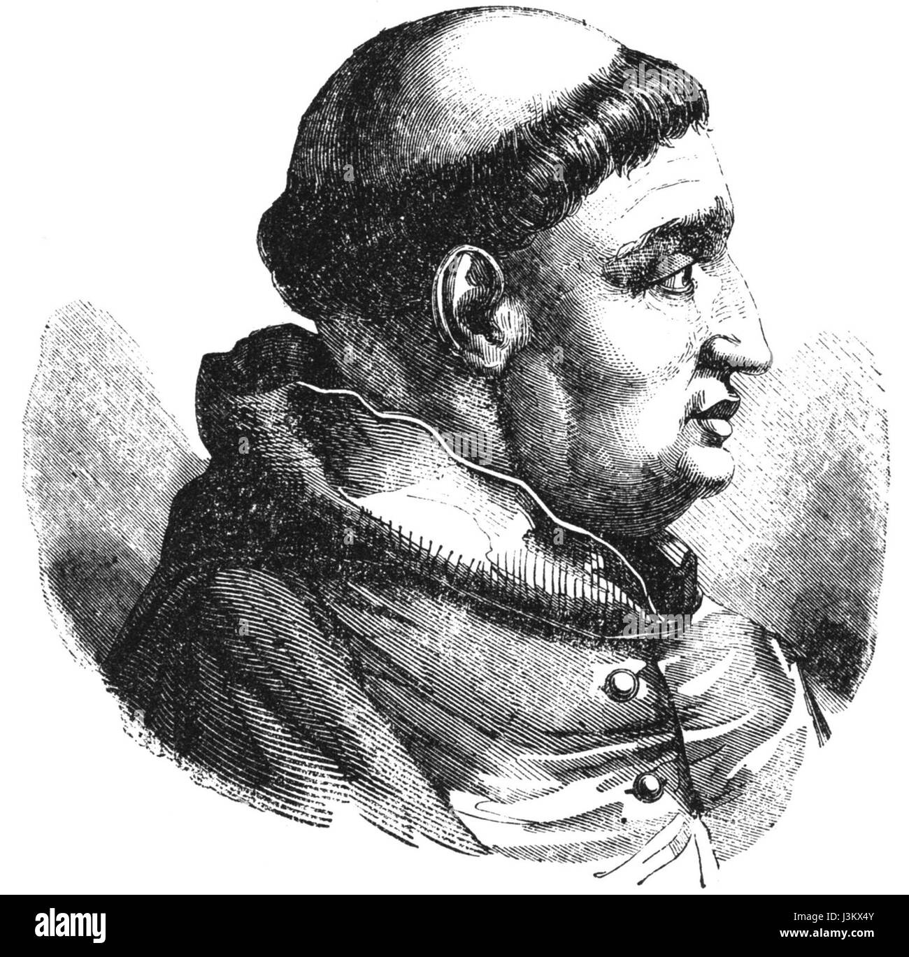 Giovanni Visconti war ein italienischer Adliger und Erzbischof von Mailand im 14. Jahrhundert. Als Mitglied der mächtigen Visconti-Familie spielte er während seiner Amtszeit eine wichtige Rolle in der Politik und den religiösen Angelegenheiten Italiens. Stockfoto