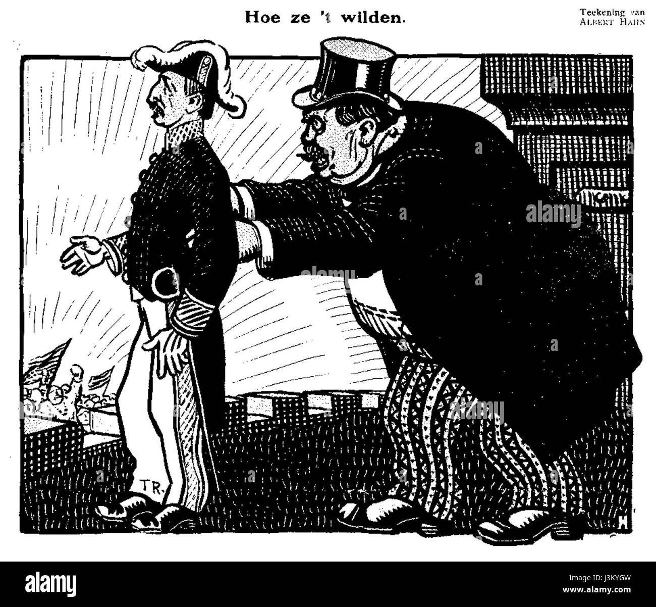 Het Roode Schild Voor Den Kapitalist. De Notenkraker 7e Jaargang nr. 30 26 Juli 1913 Tekening van Albert Hahn Stockfoto