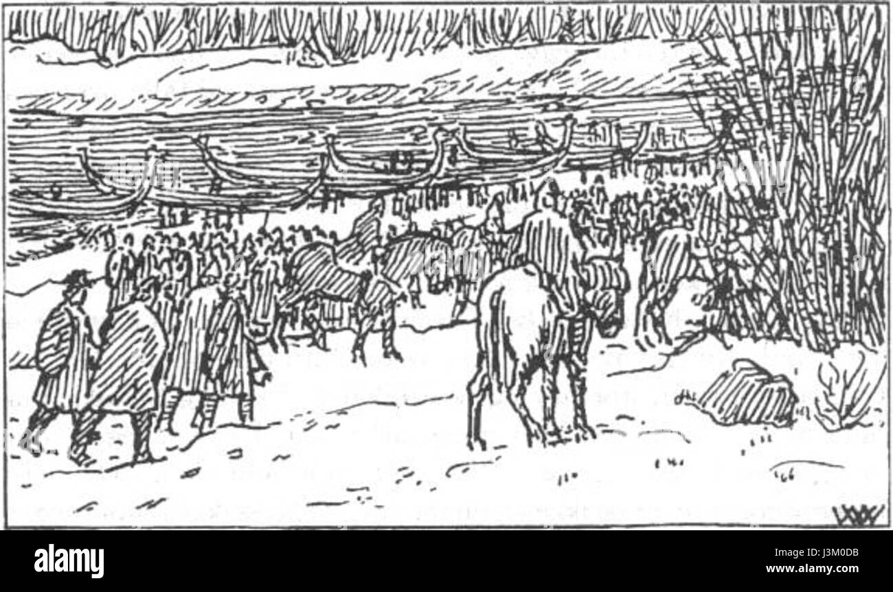 Die *Harald Hardraades Saga* von W. Wetlesen erzählt die Geschichte von König Harald III. Von Norwegen, auch bekannt als Harald Hardrada. Diese Saga beschreibt seine Herrschaft, seine militärischen Taten und sein Erbe in der skandinavischen Geschichte. Stockfoto