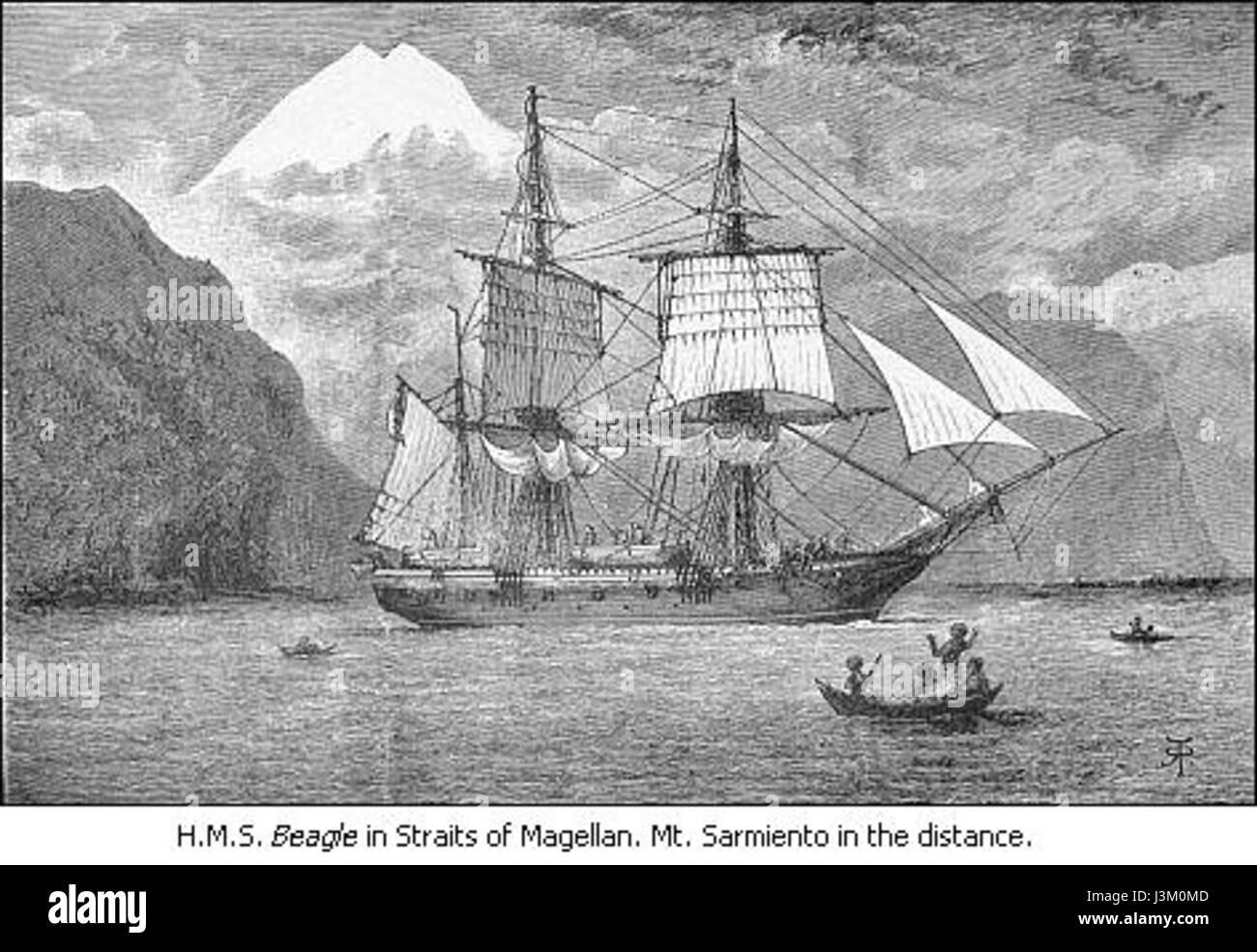 HMS Beagle in Straße von Magellan Stockfoto