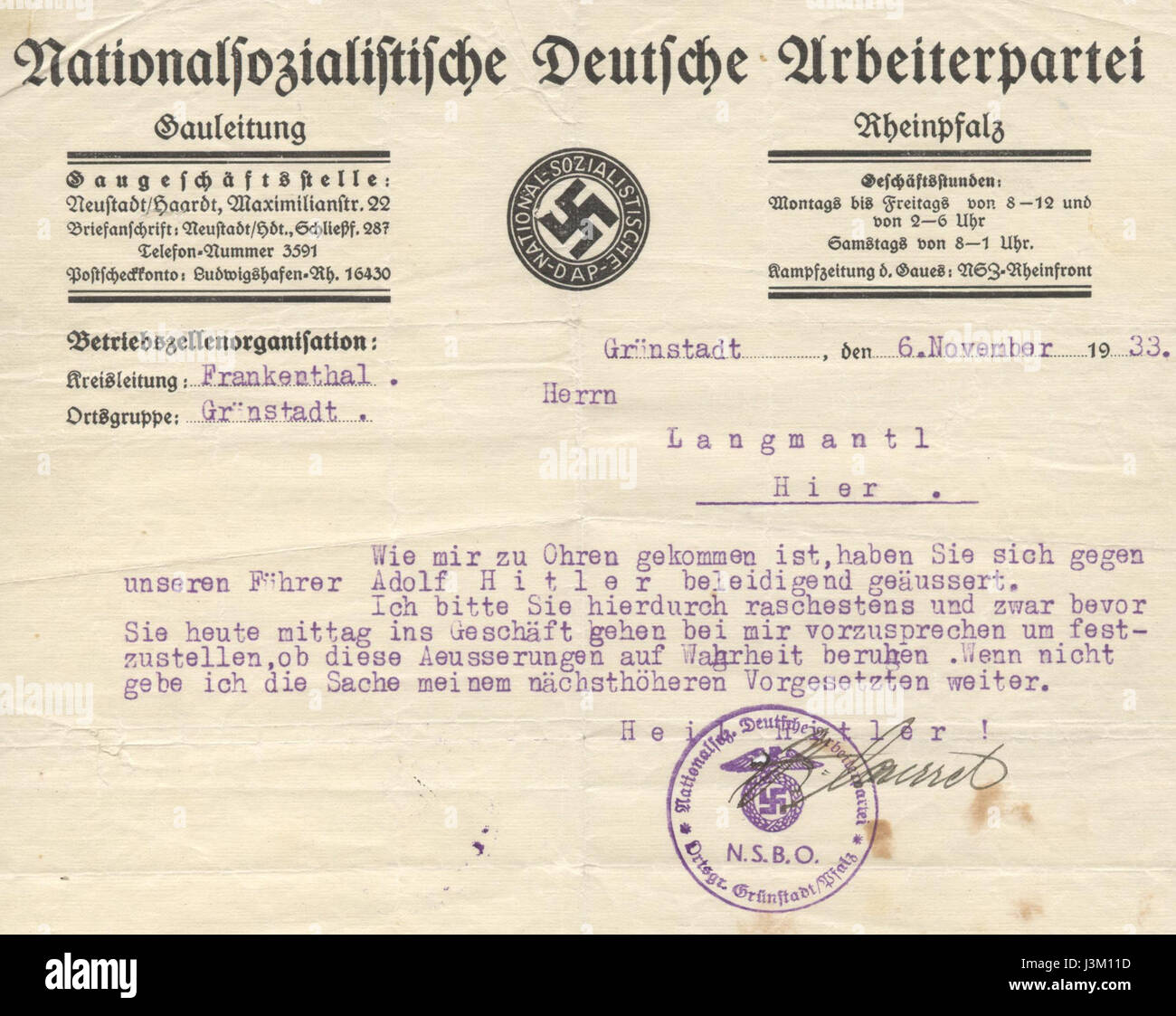Hans Langmantl Drohschreiben JS bezieht sich auf ein Dokument oder Werk, das mit Hans Langmantl in Verbindung steht und möglicherweise bedrohliche Briefe oder Korrespondenz beinhaltet, ein Thema, das mit historischen Figuren oder Ereignissen in Verbindung steht. Stockfoto