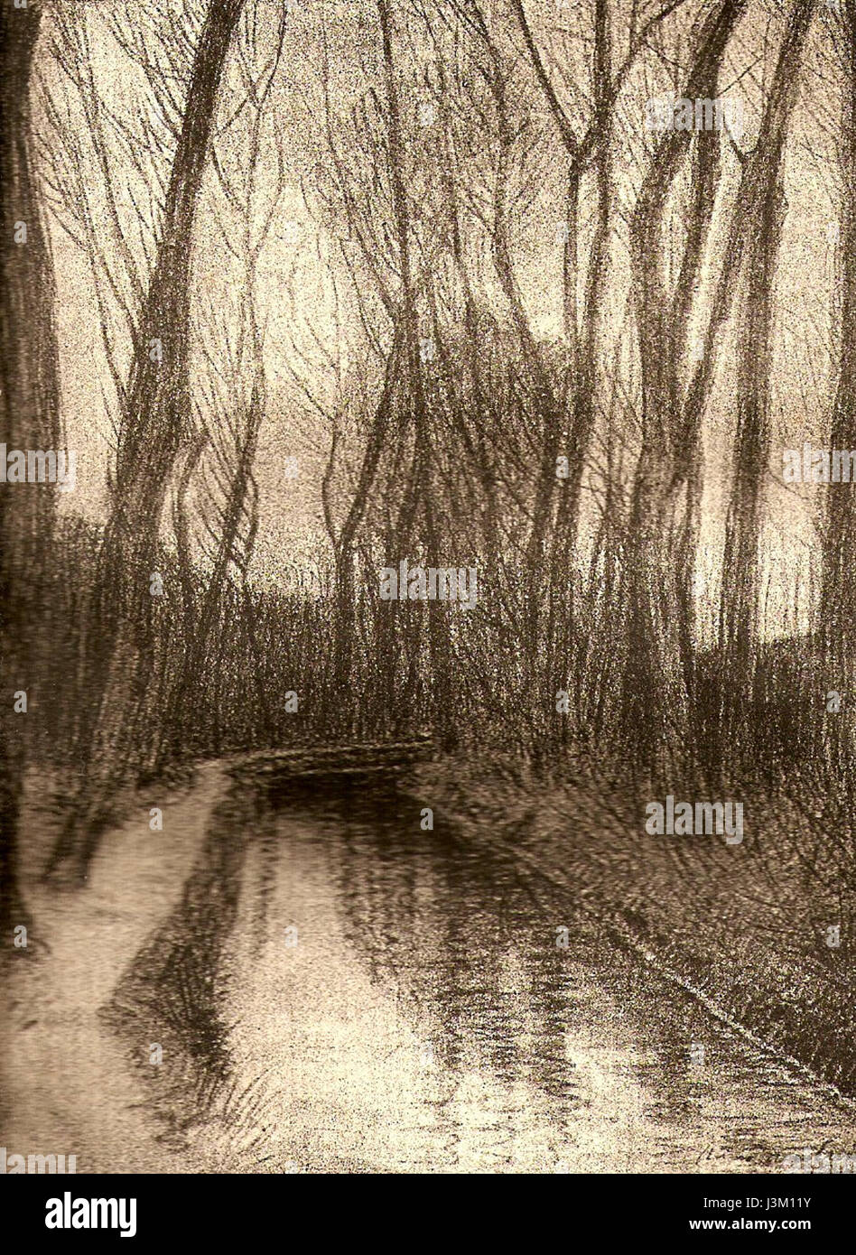 Hans am Ende, ein 1914 entstandenes Stück, spiegelt den postimpressionistischen Stil mit emotionaler Tiefe und dramatischer Komposition wider. Dieses Kunstwerk fängt das Ende einer Ära ein und verwendet ausdrucksstarke Pinselstriche und Farbkontraste, um Gefühle von Nostalgie und Introspektion hervorzurufen. Stockfoto