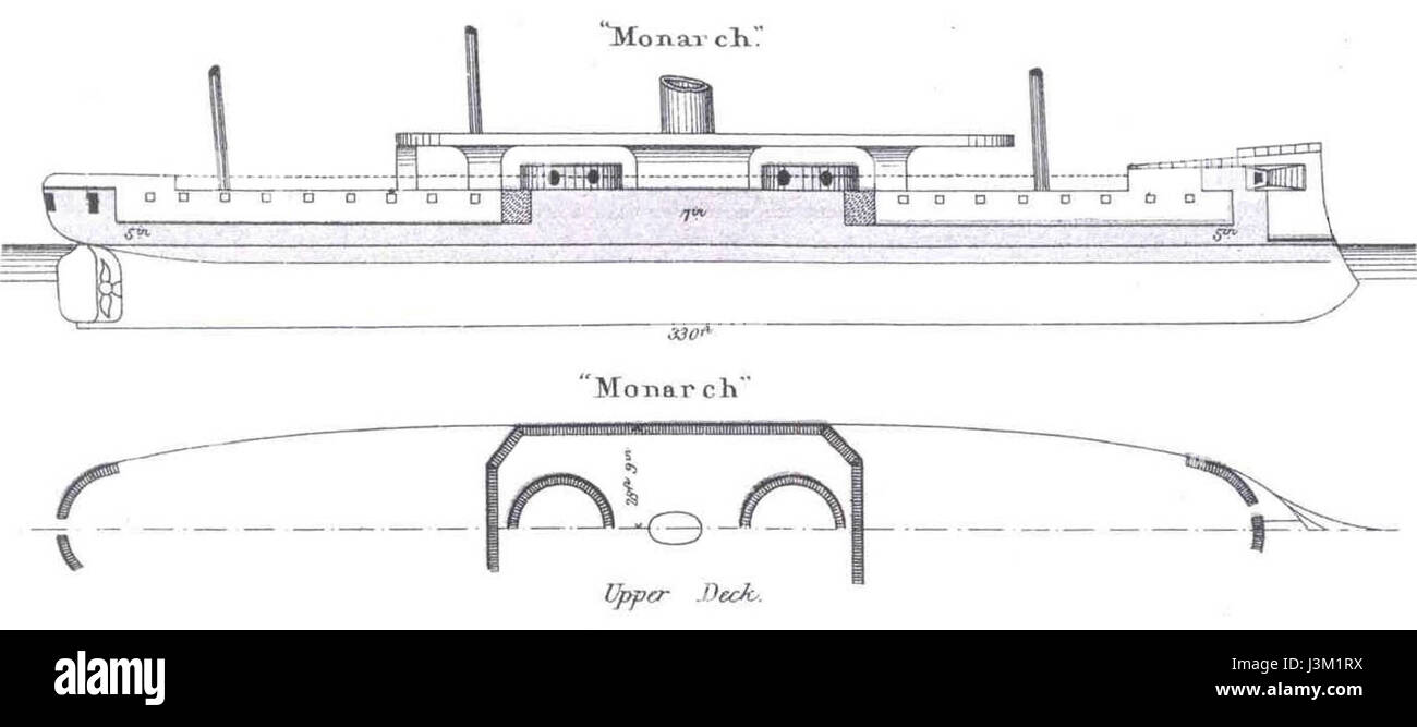 HMS Monarch Diagramme Brasseys 1888 Stockfoto