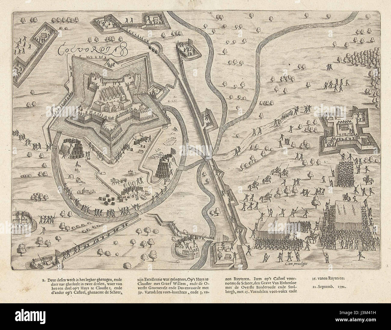 Het Beleg Coevorden (1592) Tür de Prins Maurits Willem Lodewijk van die Belagerung von Coevorden 1592 von Maurice und William Louis von Naussau Stockfoto