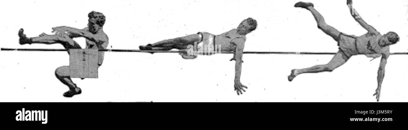 Hochsprung Rollstil bezieht sich auf eine Technik oder ein Ereignis, das mit dem Hochsprung verbunden ist, oder eine sportliche Performance, die wahrscheinlich mit dem Leichtathletik- und Feldsport zusammenhängt. Stockfoto