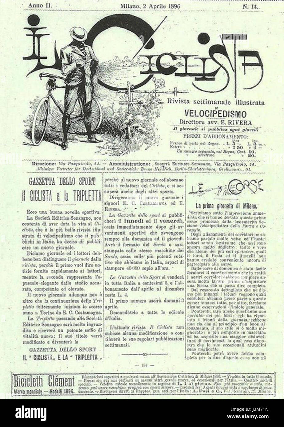 Il Ciclista 1896 Stockfoto