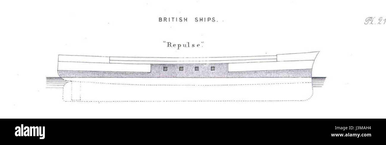 HMS Repulse (1868) Plan Stockfoto